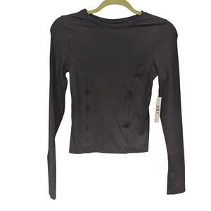 VSX Victoria Secret Sport Black Long Sleeve Cropped Cutout Workout Top XS